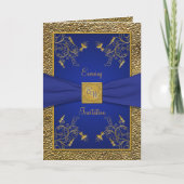 Royal Blue en Gold Kaart stijl avond uitnodiging (Voorkant)