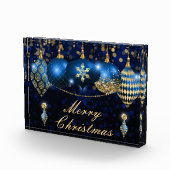 Royal Blue en Gold KerstBaubles Fotoblokken (Rechts)