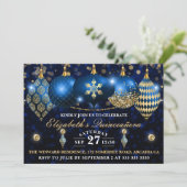 Royal Blue en Gold Kerstbles Quinceañera Kaart (Staand voorkant)
