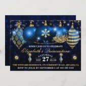Royal Blue en Gold Kerstbles Quinceañera Kaart (Voorkant / Achterkant)