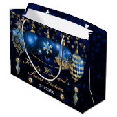 Royal Blue en Gold Kerstbles Sweet 16 Groot Cadeauzakje (Achterkant Gekanteld)