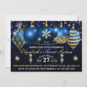 Royal Blue en Gold Kerstbles Sweet 16 Kaart (Voorkant)