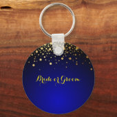 Royal Blue en Gold keyring voor bruid of bruin Sleutelhanger (Voorkant)