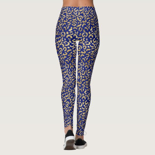 Royal Blue en Gold Leopard Print Leggings (Achterkant)