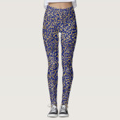 Royal Blue en Gold Leopard Print Leggings (Voorkant)