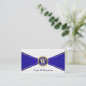 Royal Blue en Gold Monogram Visitekaartje (Staand voorkant)