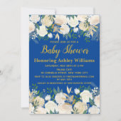 Royal Blue en Gold Oh Baby Shower Invitations Boy Kaart (Voorkant)