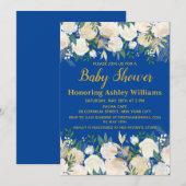 Royal Blue en Gold Oh Baby Shower Invitations Boy Kaart (Voorkant / Achterkant)