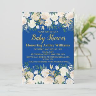 Royal Blue en Gold Oh Baby Shower Invitations Boy Kaart
