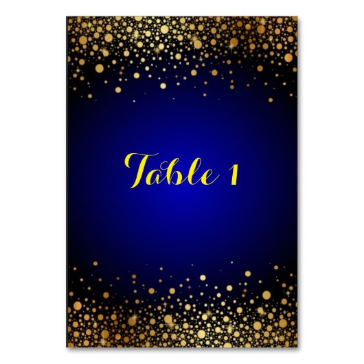 Royal Blue en Gold Popular Weddenking Table Nummer Kaart (Achterkant)