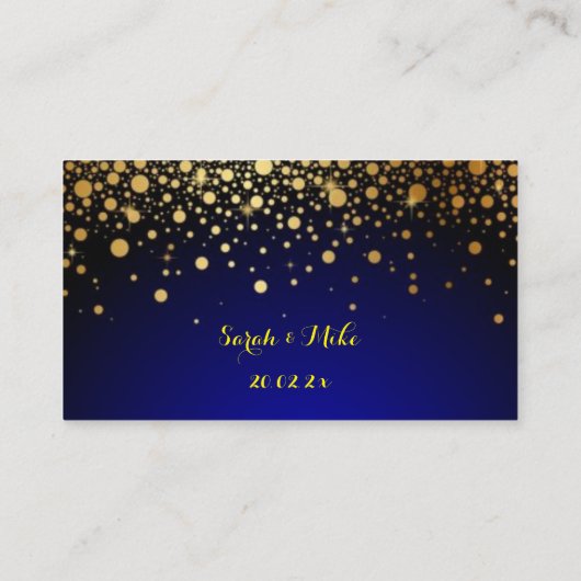 Royal Blue en Gold Popular Wedding-kaart Plaatskaartje (Achterkant)