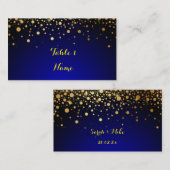 Royal Blue en Gold Popular Wedding-kaart Plaatskaartje (Voorkant / Achterkant)