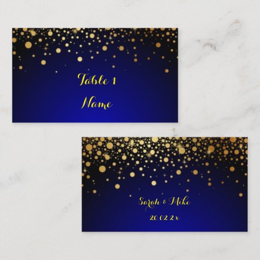 Royal Blue en Gold Popular Wedding-kaart Plaatskaartje (Voorkant / Achterkant)
