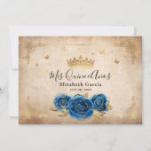 Royal Blue en Gold Quinceañera Foto Birthday Bedankkaart (Achterkant)