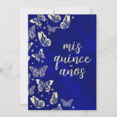Royal Blue en Gold Quinceañera Tiara Butterfly Kaart (Achterkant)