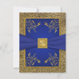 Royal Blue en Gold RSVP-kaart RSVP Kaartje