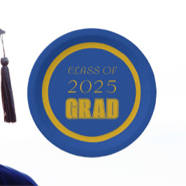 Royal Blue en Gold School Kleuren Afstuderen Papieren Bordje