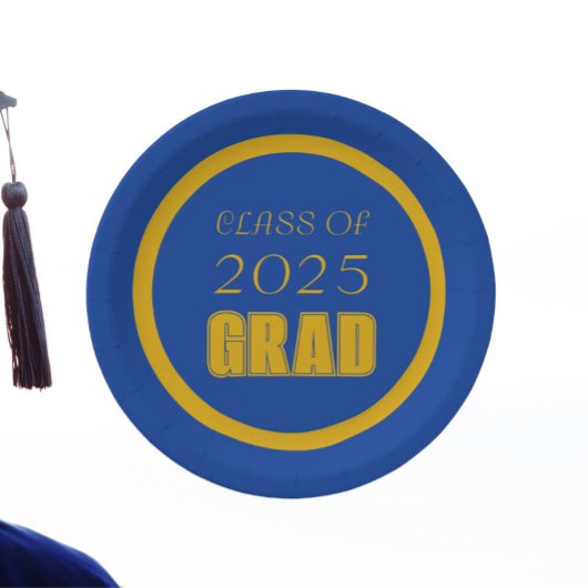 Royal Blue en Gold School Kleuren Afstuderen Papieren Bordje