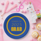 Royal Blue en Gold School Kleuren Afstuderen Papieren Bordje (Feest)