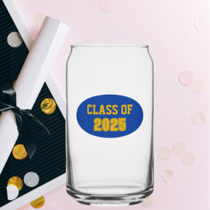 Royal Blue en Gold School Kleuren Klassenjaar Blikvorm Glas