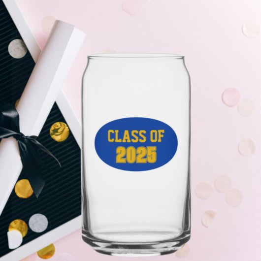 Royal Blue en Gold School Kleuren Klassenjaar Blikvorm Glas