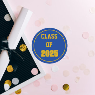 Royal Blue en Gold School Kleuren Klassenjaar Ronde Sticker