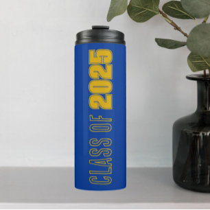 Royal Blue en Gold School Kleuren Klassenjaar Thermosbeker