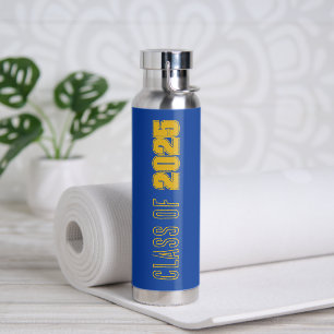Royal Blue en Gold School Kleuren Klassenjaar Waterfles