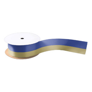 Royal Blue en Gold Striped Satin Ribbon Satijnen Lint