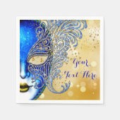Royal Blue en Gold Sweet 16 Masquerade Party Servetten (Voorkant)