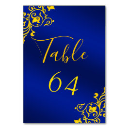 Royal Blue en Gold Tafelnummer Kaarten