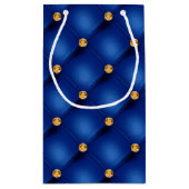 Royal Blue en Gold Tufted Small Gift Bag Klein Cadeauzakje (Achterkant)