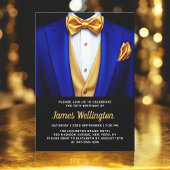 Royal Blue en Gold Tuxedo verjaardagsevenement Kaart