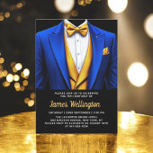 Royal Blue en Gold Tuxedo verjaardagsfeest Kaart