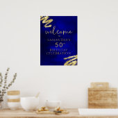 Royal Blue en Gold Verjaardag Welkom Poster 18x24 (Keuken)