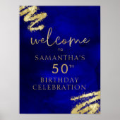 Royal Blue en Gold Verjaardag Welkom Poster 18x24 (Voorkant)