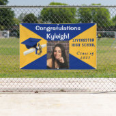 Royal Blue en Gold Vinyl Afstuderen Foto Spandoek (Insitu)