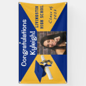 Royal Blue en Gold Vinyl Afstuderen Foto Spandoek (Verticaal)