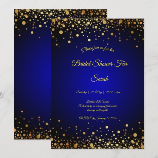 Royal Blue en Gold vrijgezellenfeest nodigt budget Feestdagenkaart (Voorkant / Achterkant)