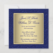 Royal Blue en Gold Wedding Kaart (Voorkant)