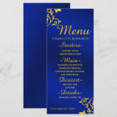 Royal Blue en Gold Wedding Menu (Voorkant / Achterkant)