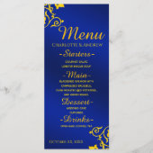 Royal Blue en Gold Wedding Menu (Voorkant)