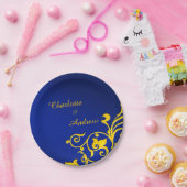 Royal Blue en Gold Wedding Papieren Bordje (Feest)