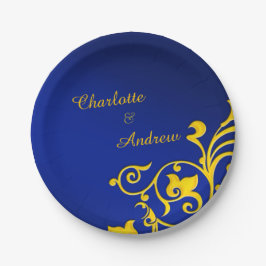 Royal Blue en Gold Wedding Papieren Bordje