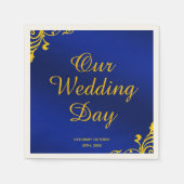 Royal Blue en Gold Wedding Servet (Voorkant)