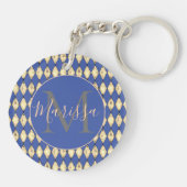 Royal Blue en goud gepersonaliseerde Harlequin Sleutelhanger (Achterkant)