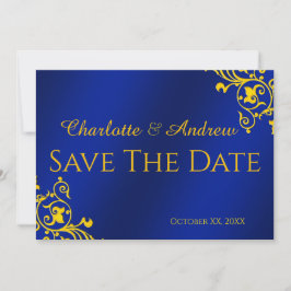 Royal Blue en Goud Save the Date
