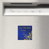Royal Blue en Goud Save The Date Magneet (Insitu (Vaatwasser))