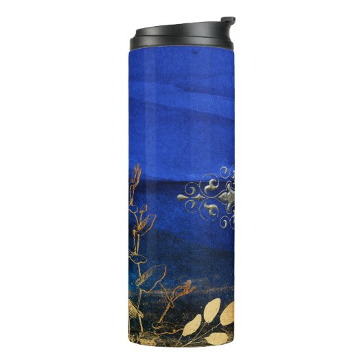 Royal Blue en goud turquoise edelsteen Thermosbeker (Gedraaid links)