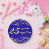 Royal Blue en gouden bruiloft Jubileum Papieren Bordje (Feest)